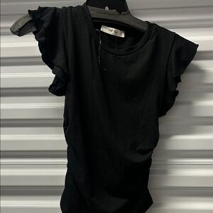 Chic Black Ruffle Sleeve Blouse